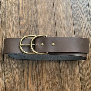 BA&SH Double Ring Taupe Gray Brown Leather Wide Women's Belt Made In Italy 33.5